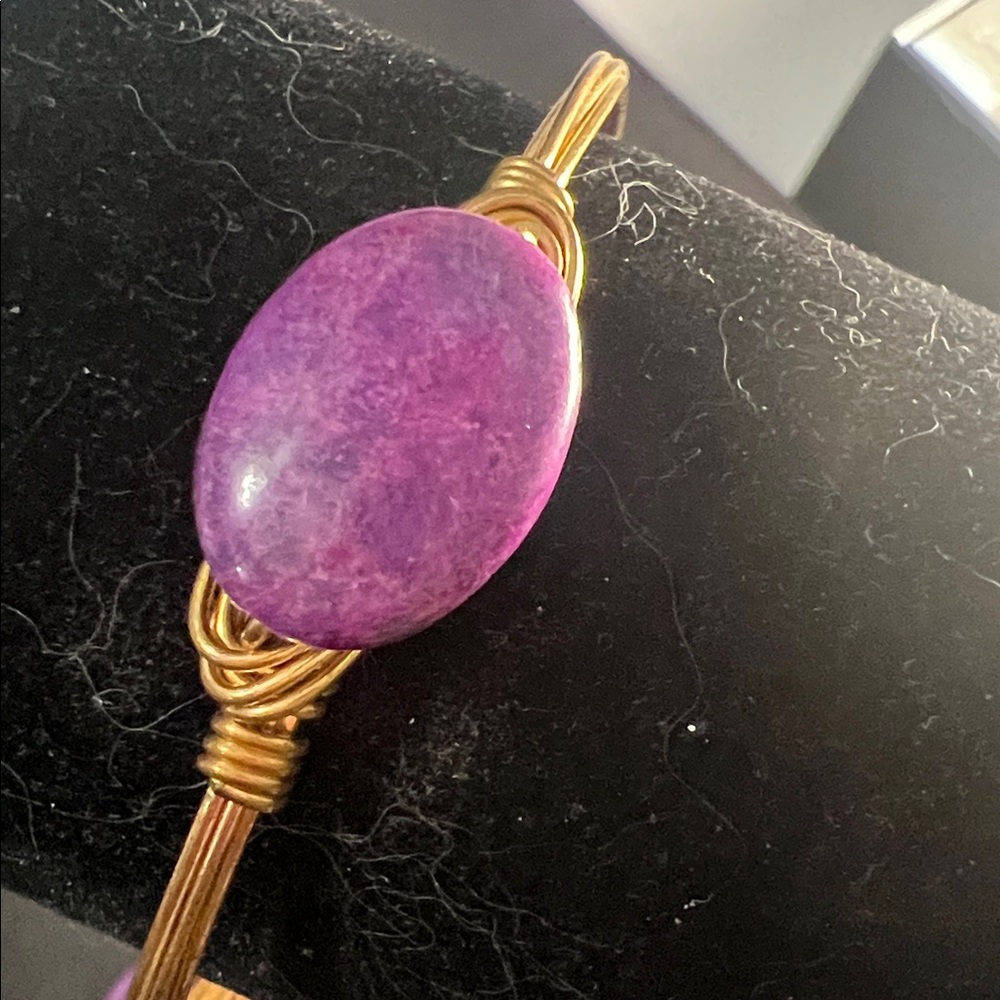 Bourbon and Bow tie Bangle Bracelet with Purple Stones
